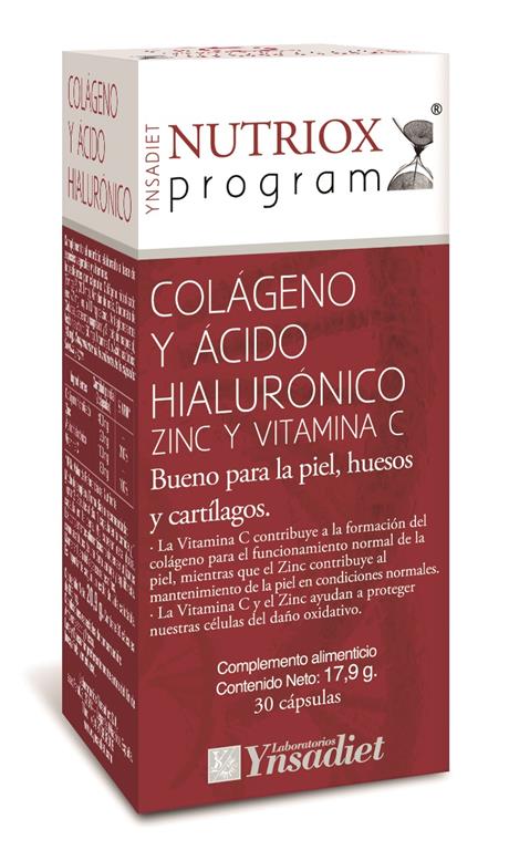COLÁGENO + ÁCIDOHIALURÓNICO + ZINC + VITAMINA C DE YNSADIET (30 cápsulas).